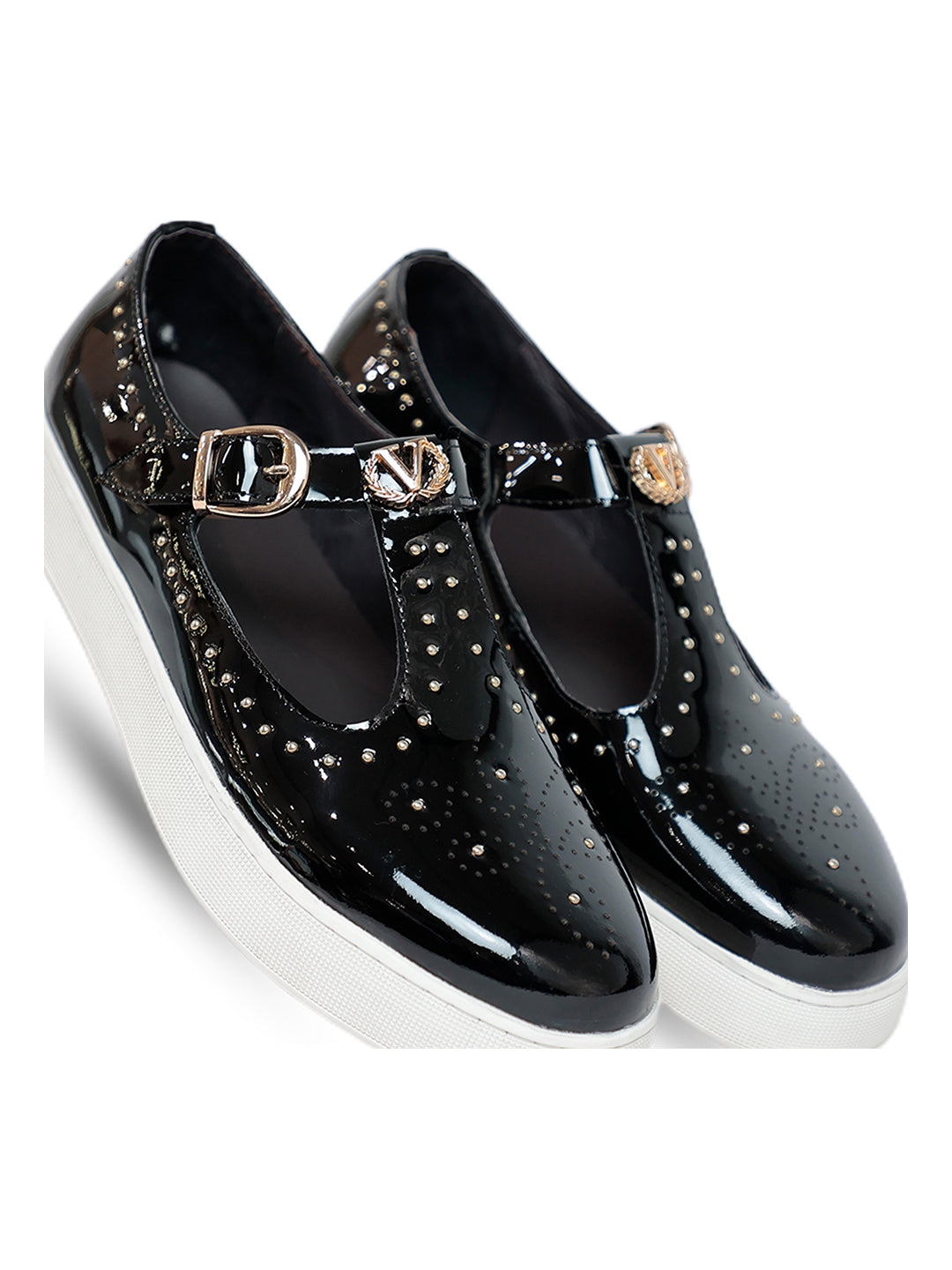 Carlos Patent Studded Sandal Black – Vantier Shoes