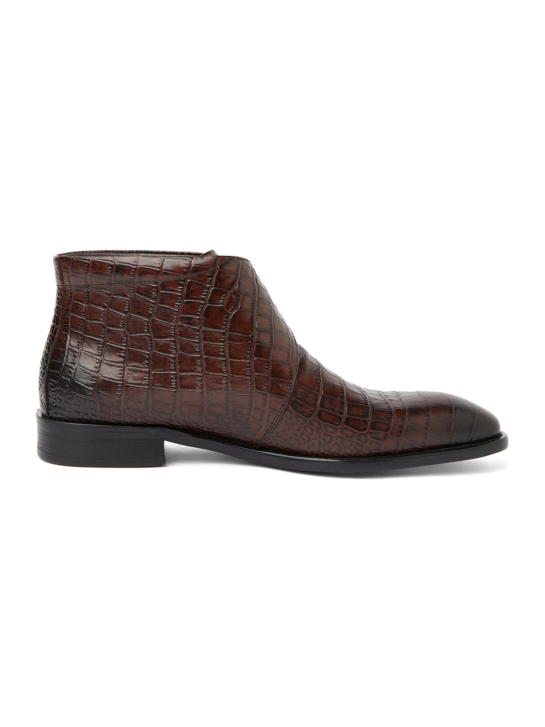 Davidoff Croco Boot Coffee Brown