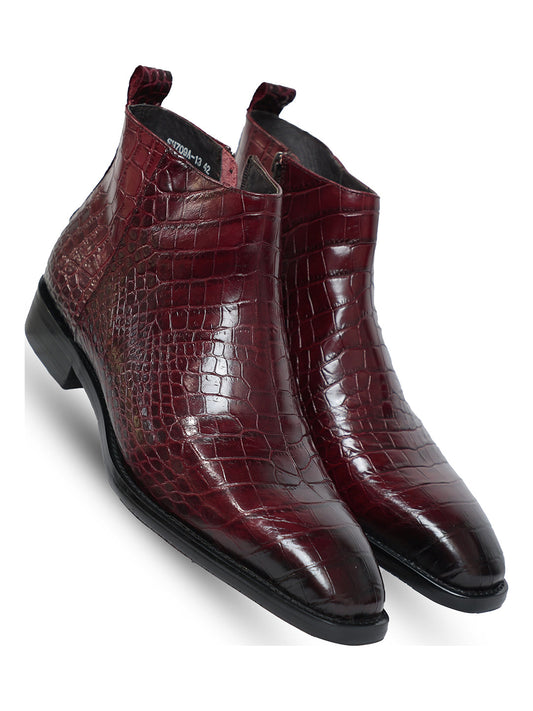 Antilia Croco Burgundy Boots