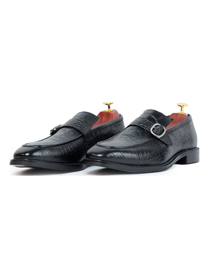 Azure Black Croc Monk Strap