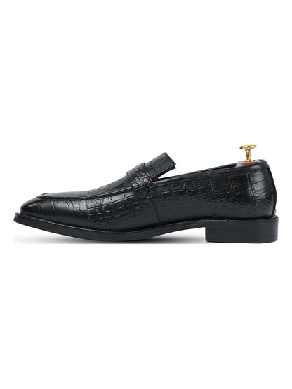 Azure Black Croc Monk Strap