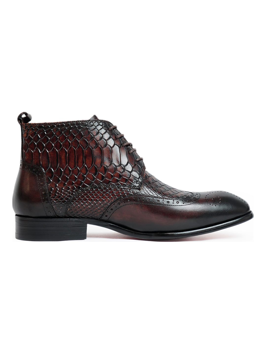 Diago Croc Ankle Coffee Boots