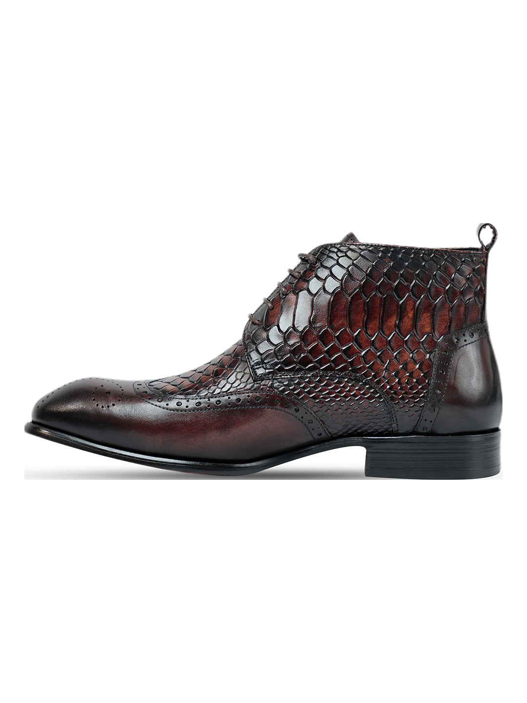 Diago Croc Ankle Coffee Boots