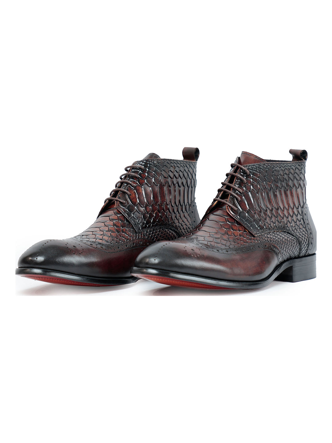 Diago Croc Ankle Coffee Boots