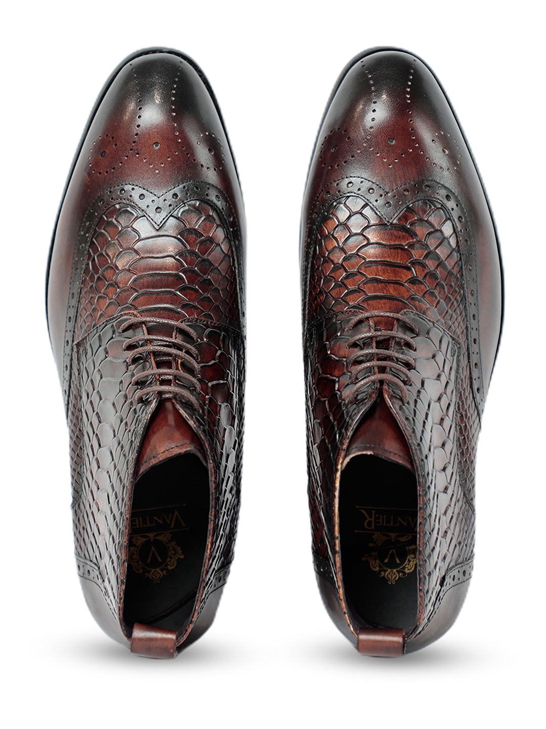 Diago Croc Ankle Coffee Boots